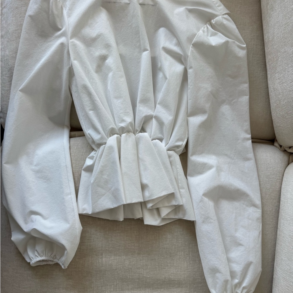 Zara White Ruffle-Front Blouse - Picture 3 of 3